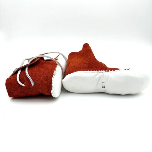 TAOS Handmade Suede Booties Red Rust Suede With Silver Conchos Size 13 Western - Picture 4 of 11